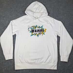 Intuit Wamm! Comic Book Print Design Hoodie - Men's Medium - White - Cotton/Poly